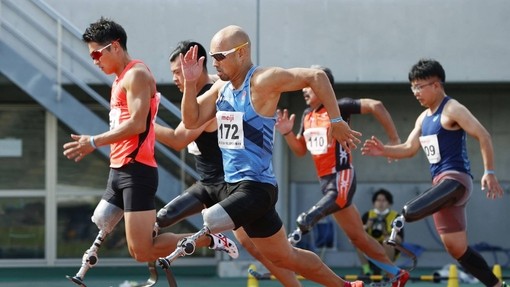 Paralympic athletes running