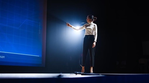 A women at a conference
