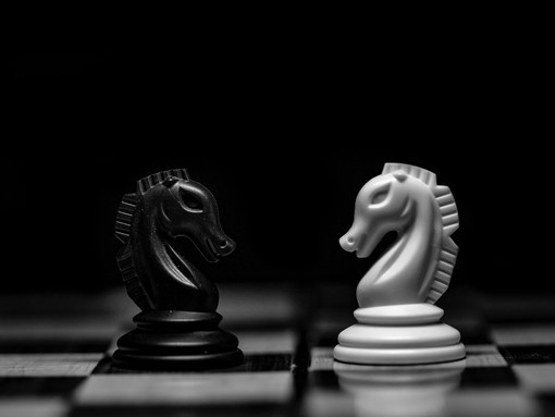 Chess pieces on a chess board