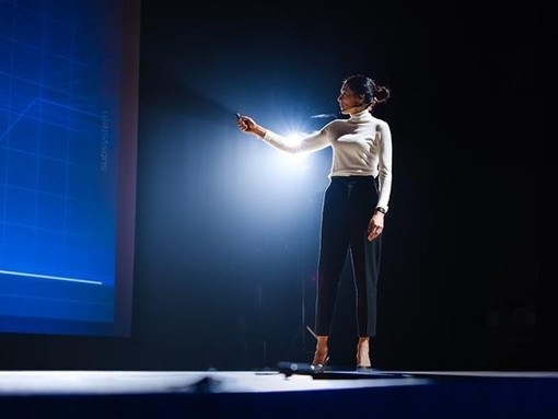 A women at a conference