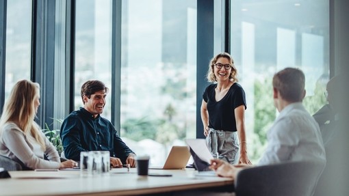 Stock image of a group of people at work