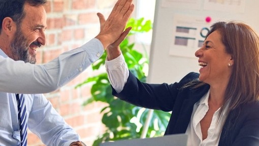 Stock image, people high fiving