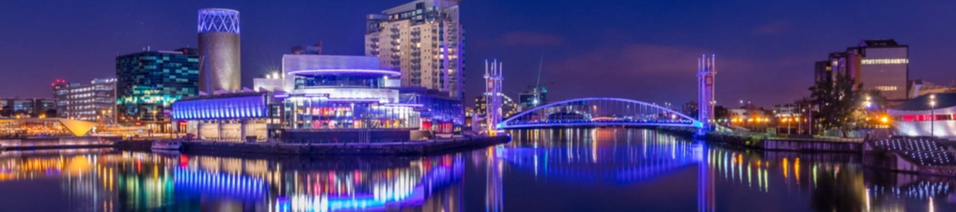 Manchester skyline at night